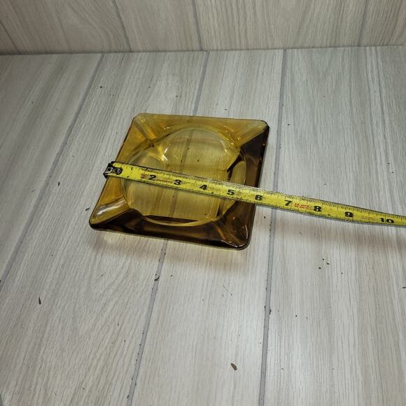 Vintage 70s Amber Ash Tray Cigarette Pipe Catch All Dish - Picture 5 of 6